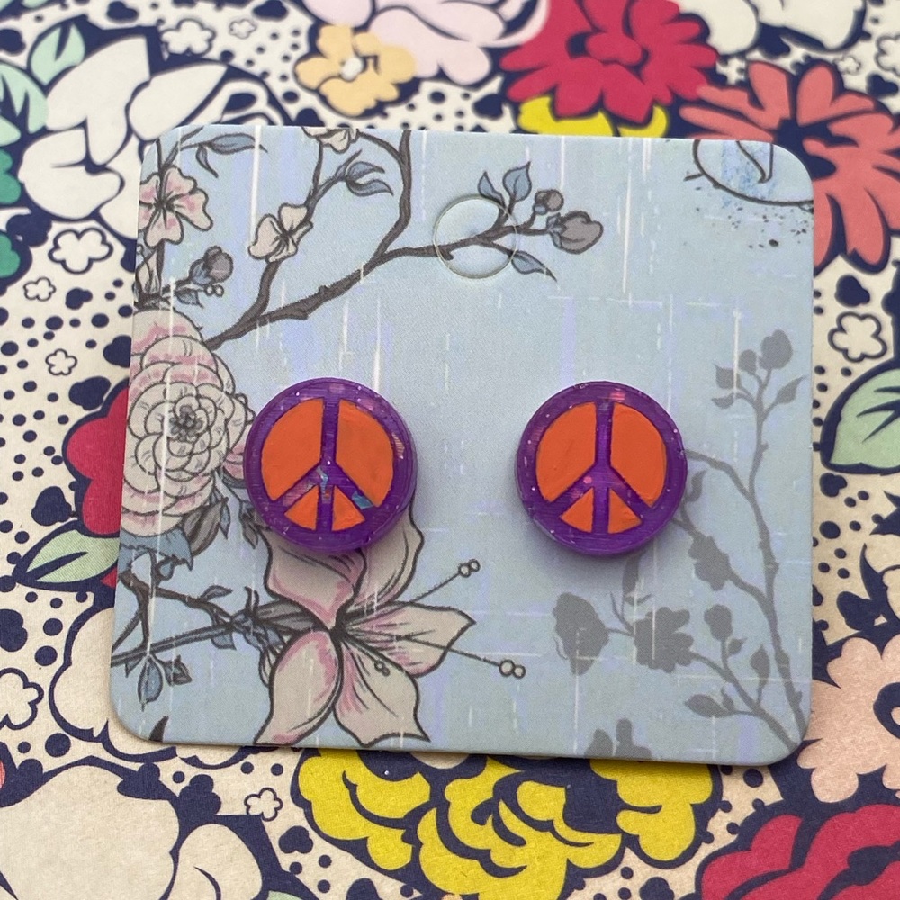 3 for $12 - Handmade Peace Sign Sterling Silver Earrings